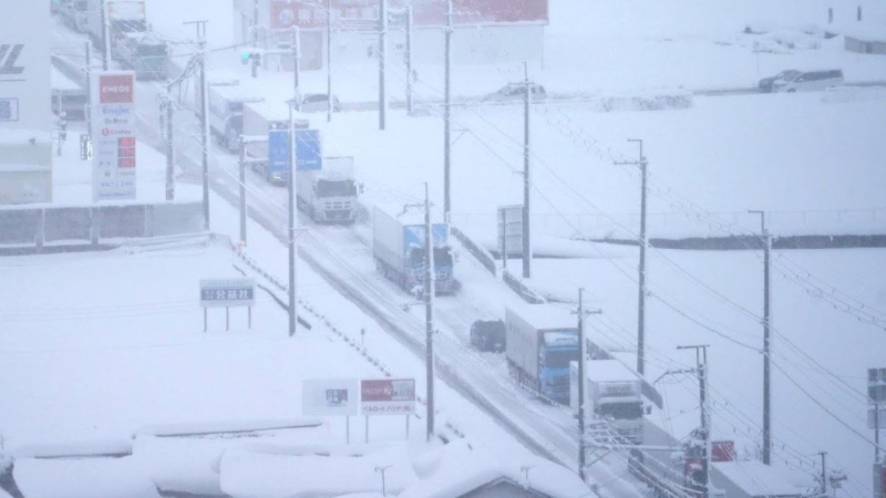 滋贺县降下破纪录大雪。网上图片