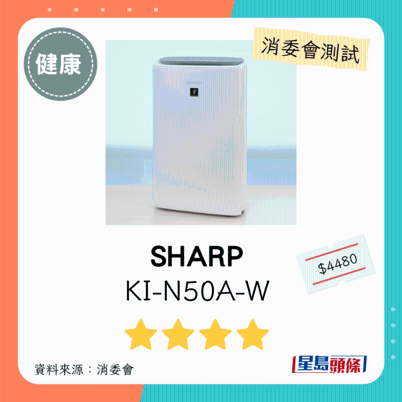 SHARP（型号：KI-N50A-W）：4星。